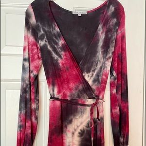 Beautiful Velvet Torch Tie-Dye Wrap Front Maxi Dress. Gorgeous colors. Boho Chic